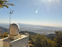 A spectrometer at the Jet Propulsion Laboratory's California Laboratory for Atmospheric Remote Sensing facility at Mt. Wilson measures greenhouse gases in the Los Angeles basin.