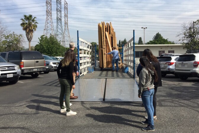 Students at John F. Kennedy High School. Nickelodeon donated set pieces to nine schools around the district through the program this school year. 