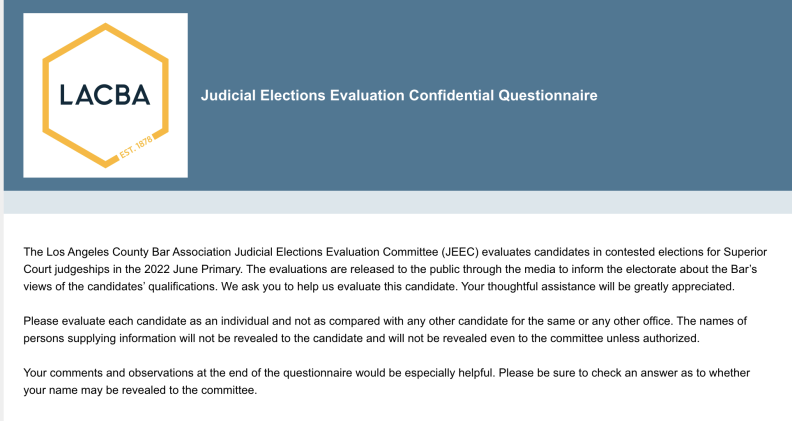 Screenshot of the confidential questionnaire cover page
