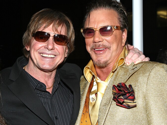 Pro wrester Roddy Piper and actor Mickey Rourke arrive at the premiere of Fox Searchlight's "The Wrestler"  held at the Academy of Motion Picture Arts and Sciences on Dec. 16, 2008 in Beverly Hills.