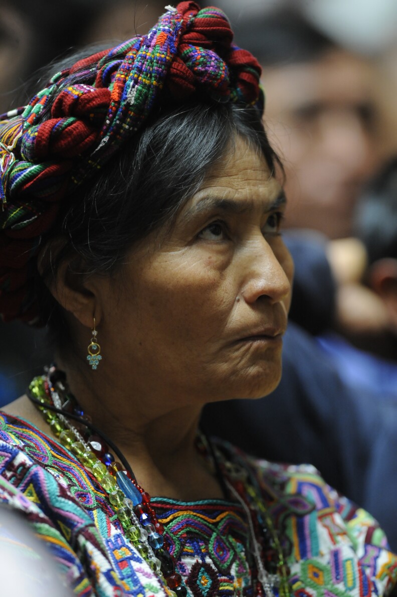 A relative of victims of the slaugther of the villa Dos Erres is seen in a hearing at the Supreme Court of Justice in Guatemala City on January 11, 2013, in which relatives requested that an amnesty application for Guatemalan former de facto president (1982-1983) and retired General, Jose Efrain Rios Montt, who is facing genocide charges for abuses committed during his military dictatorship, be rejected. The case involved the massacre of 201 peasant farmers in the village of Dos Erres during a military operation December 6-8, 1982 in Peten, 600 km north of Guatemala City. 