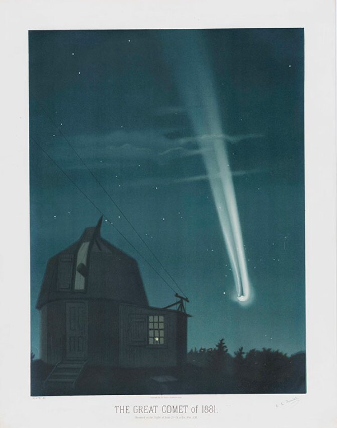 E. L. Trouvelot (1827–1895), The Great Comet of 1881, 1881, color lithograph