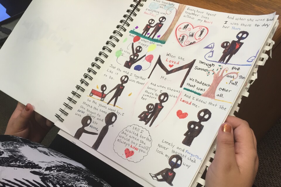 Recently, Glorianna made a comic of scenes she dreamed of with her mom using the lyrics of "When She Loved Me" from "Toy Story 2".