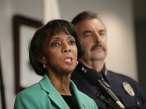 Los Angeles County District Attorney Jackie Lacey speaks during a news conference on Nov. 13, 2014, in Los Angeles. 