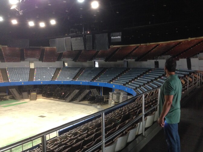 A Martinez taking a look inside the arena 