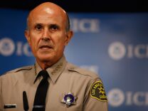 Los Angeles County Sheriff Lee Baca talks about the Department of Homeland Security's Secure Communities program during a news conference at Immigration and Customs Enforcement headquarters Oct. 6, 2010 in Washington, D.C.