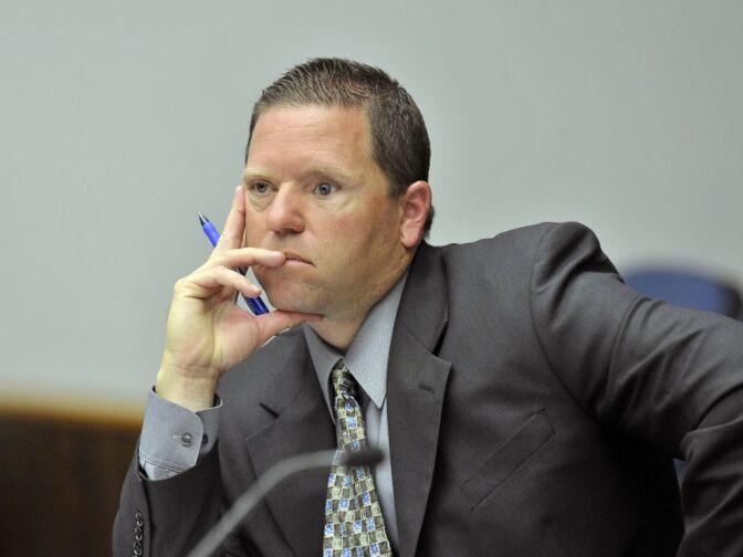 Fullerton police officer Jay Cicinelli at the 2012 preliminary hearing in the Kelly Thomas beating death case. (File photo).