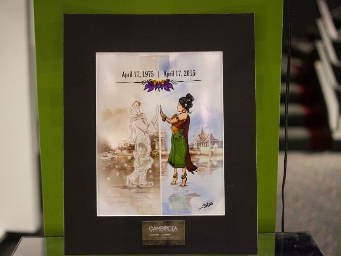 Artwork on display at the Cambodian Genocide Remembrance Day event at the Expo Arts Center in Bixby Knolls, (Long Beach), Calif. on Friday, April 17, 2015. The event was organized to bring awareness to the suffering of those under the Khmer Rouge and to bring together different generations to heal and remember the suffering and lives lost 40 years ago. 