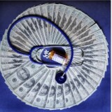 A ring of US twenty dollar bills with a bottle of prescription drugs and a stethoscope.