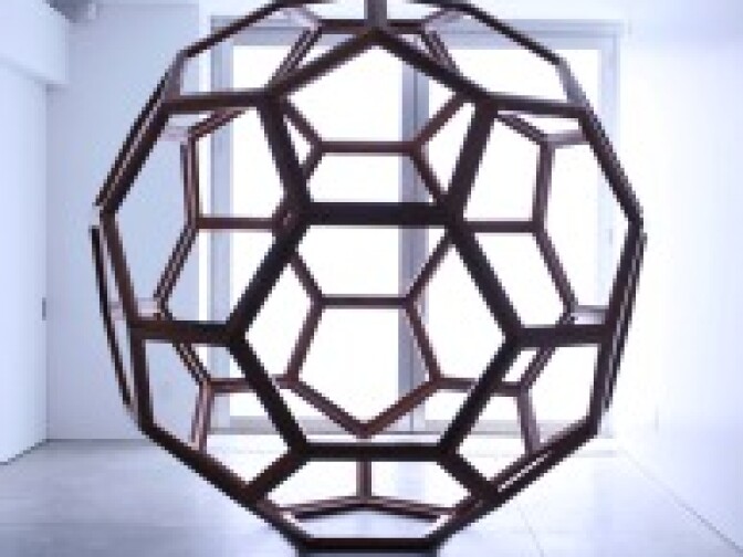 Ai Weiwei's 2006 sculpture "Divine Proportion" is a spherical wooden structure carefully crafted using a tenon and mortise, or nail-free joinery, technique.