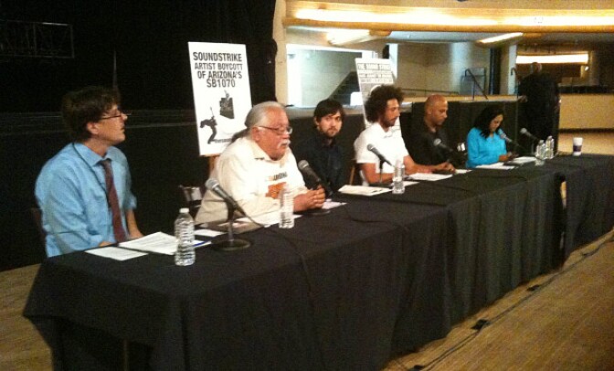 Members of The Sound Strike, a coalition of musicians and artist who intend to boycott Arizona over that state's anti-immigration law.