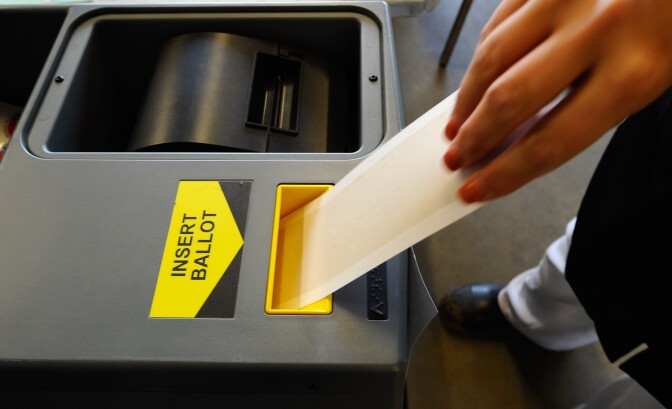 A voter places her ballot into a ballot box after voting for the midterm elections at Los Angeles County Lifeguard headquarters on November 2, 2010 in the Venice neighborhood of Los Angeles, California. Former eBay CEO and Republican candidate Meg Whitman is running against California Attorney General and Democratic candidate Jerry Brown for the Governor's seat while U.S. Sen. Barbara Boxer (D-CA) is in a tight race against Republican senatorial candidate and former head of Hewlett-Packard Carly Fiorina.