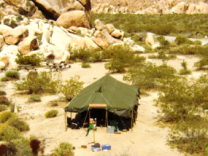 The community tent, which shelters participants in the Passover Seder in the desert, held for 16 years now in the Southern California desert.  