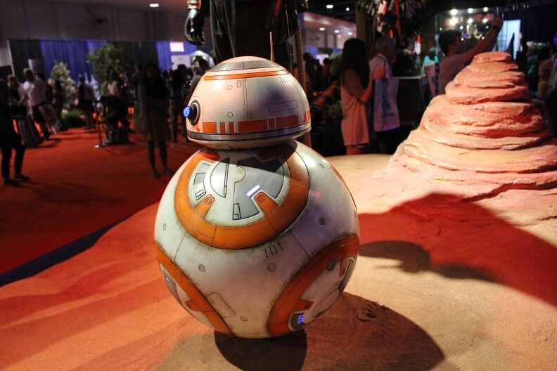 The BB-8 droid from "Star Wars: The Force Awakens" at D23 Expo 2015.