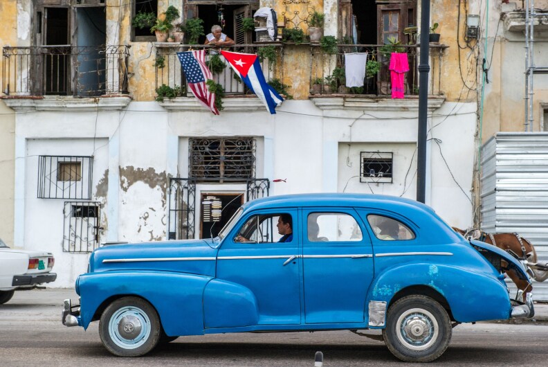 An old American car is seen in a street of Havana, on December 19, 2014.   