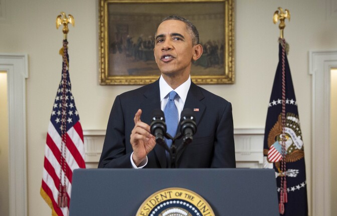 WASHINGTON, DC - DECEMBER 17:  U.S. President Barack Obama speaks to the nation about normalizing diplomatic relations the Cuba in the Cabinet Room of the White House on December 17, 2014 in Washington, DC. Obama announced plans to restore diplomatic relations with Cuba, over 50 years after they were severed in January 1961. In a prisoner exchange, U.S. contractor Alan Gross was freed after being held in Cuba since 2009 and sent to Cuba three Cuban spies who had imprisoned in the U.S. since 2001.  (Photo by Doug Mills-Pool/Getty Images)