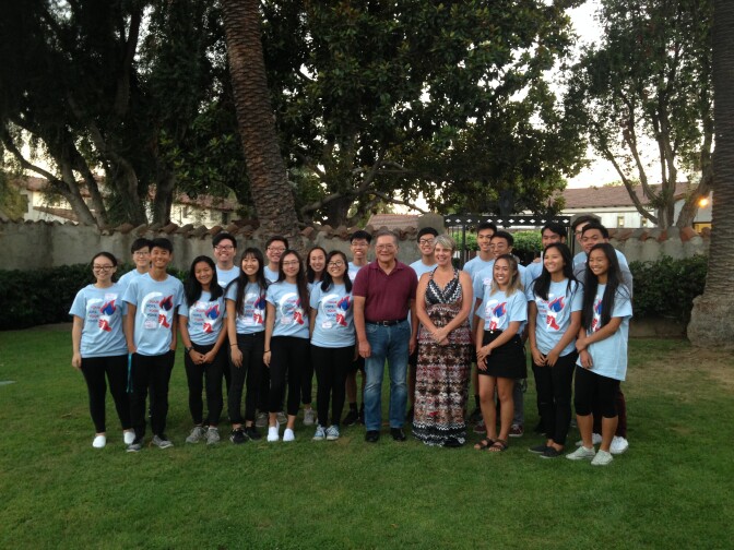 Some of the members of Vote at 16 San Gabriel Valley, with Alhambra Unified School District Board Members, Robert Gin and Joanne Russel Chavez, at the school board candidate round table held by the student group.