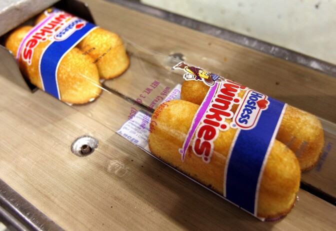 Four of the Twinkies that drove Hostess Brands into a second bankruptcy since 2004.