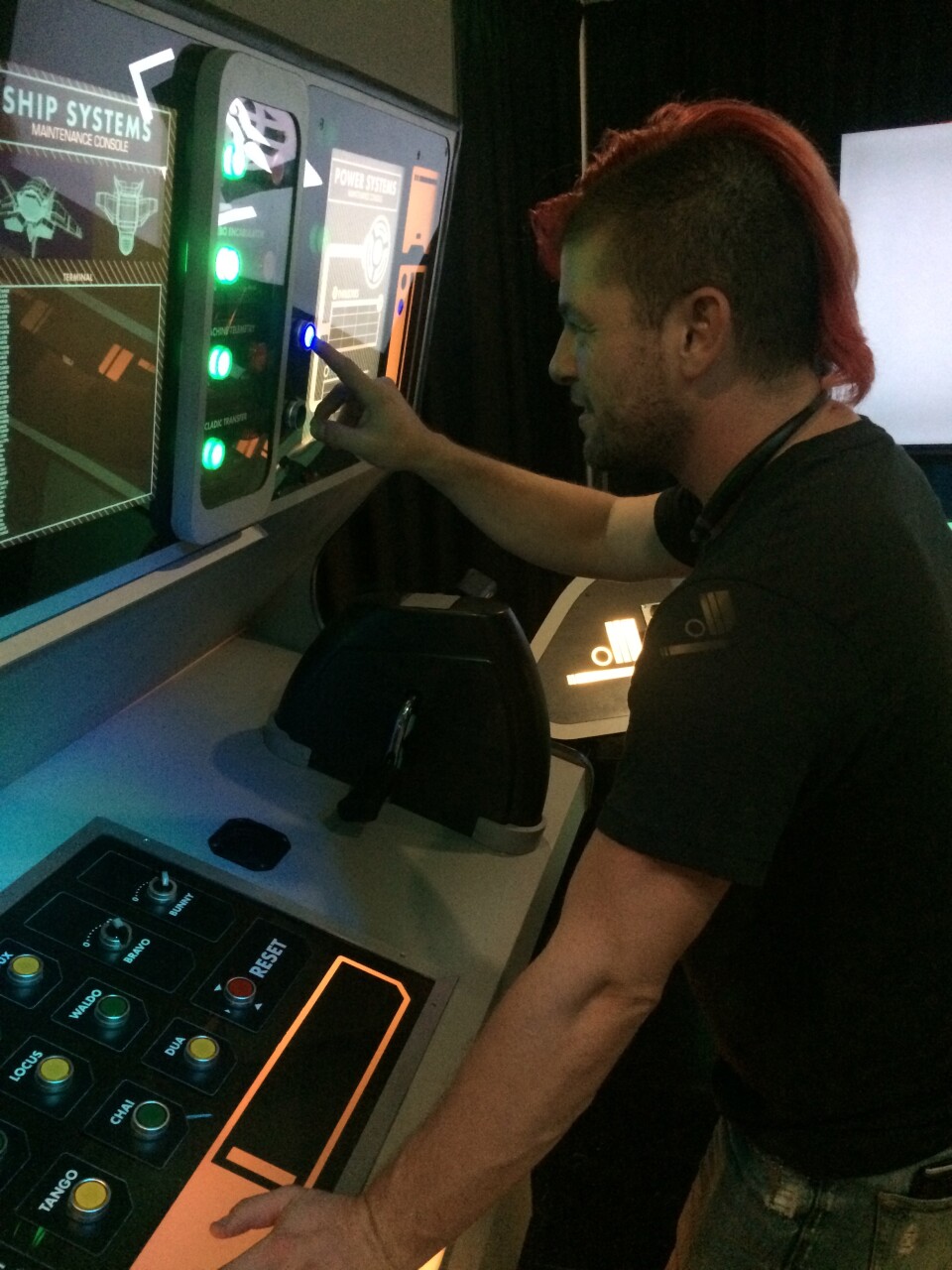Eric Gradman plays in a room-sized game that looks a lot like the bridge of the Star Trek Enterprise. This immersive team game makes players part of live-action adventures where they actually become the character. 