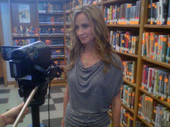 Country music singer Chely Wright visits Monroe High in North Hills to discuss a national anti-gay bullying campaign.