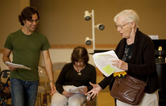 Ben Steinfeld (L), Lynette Loose (C) and Charlotte Fairchild (R) rehearse 'A Midsummer Night's Dream' in the documentary 'Still Dreaming.'