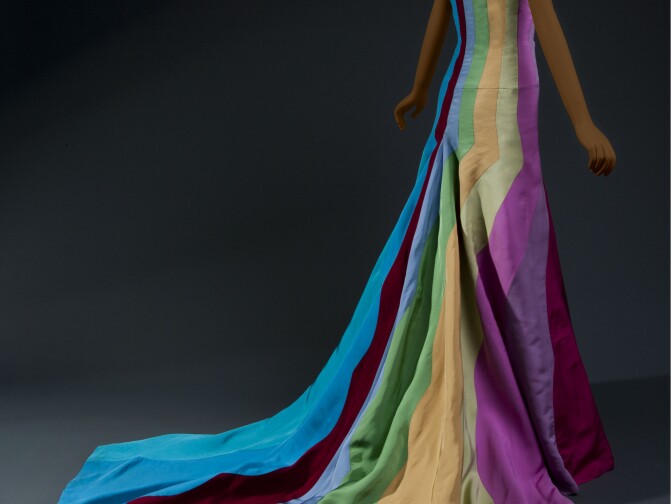 The "rainbow dress" from American designer B Michael, 2007.