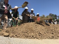 A new project meant as a model for homeless housing in L.A. broke ground (ceremonially) Thursday. 