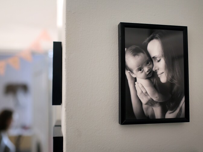 Pictures of Tamar Chateff and her daughter, Charlotte, hang in the hallway of their West Hollywood home.