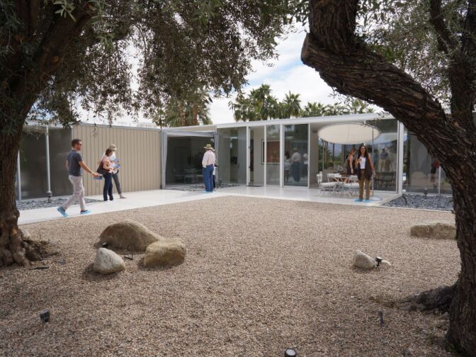 Front courtyard of the Palm Springs "Glass House" by William F. Cody, 1967.  
