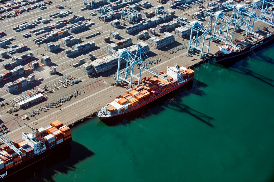 Cargo carriers at the Port of Long Beach.