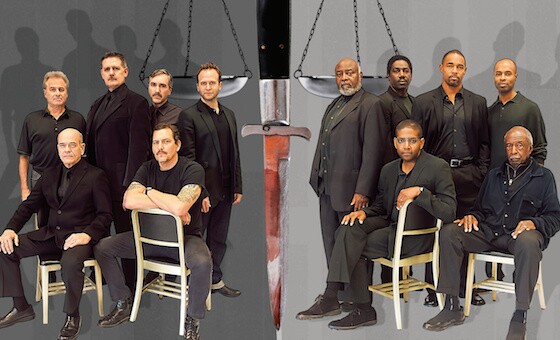 The cast of "12 Angry Men," now playing at the Pasadena Playhouse.