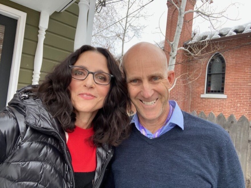Julia Louis-Dreyfus (actress/producer of "Downhill") and John Horn (host of The Frame) at Sundance 2020.