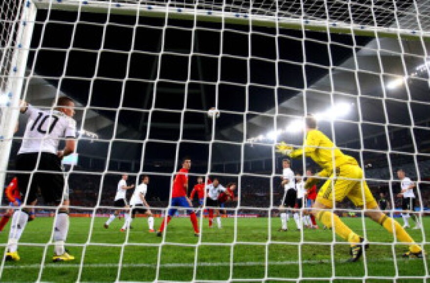 Spain scores the winning goal against Germany to send them to the World Cup Finals