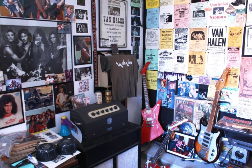 A corner of the unofficial “Van Halen Museum” in Altadena.