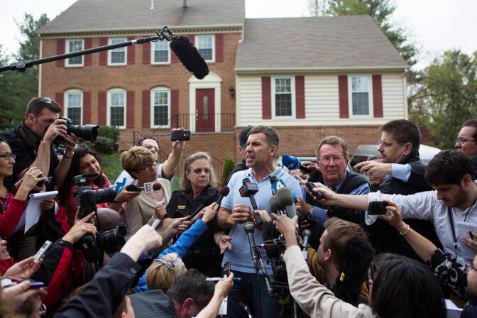 MONTGOMERY VILLAGE, MD - APRIL 19:  Ruslan Tsarni, uncle of the suspected Boston Marathon bombing suspects, speaks to reporters in front of his home April 19, 2013 in Montgomery Village, Maryland. Tsarni asked the still at large bombing suspect Dzhokhar Tsarnaev to turn himself in.  (Photo by Allison Shelley/Getty Images)