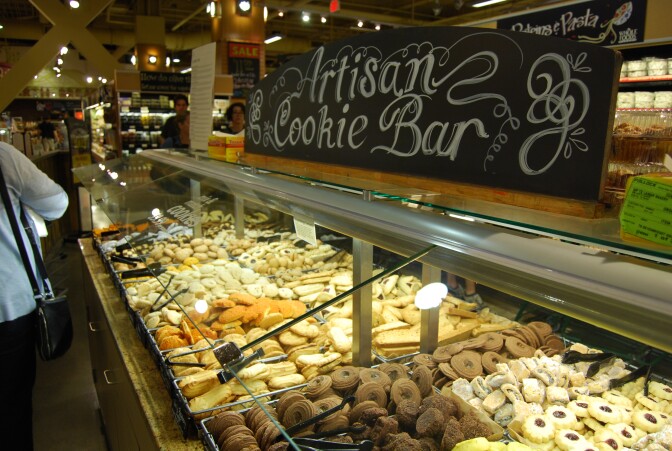 An artisan cookie bar located inside a grocery store.