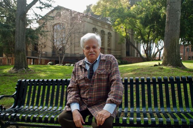 Van Dyke Parks in front of South Pasadena's library