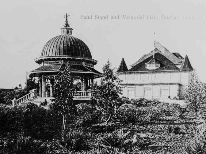 The Band Stand and Memorial Hall, circa 1900.