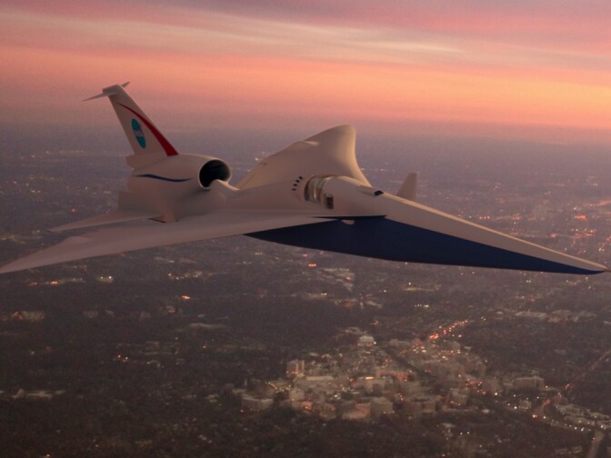 The design for the aircraft that produces a "sonic thump" is 94 feet long with a 23-foot wingspan. 