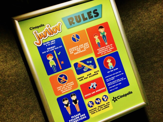 Rules at the kid-friendly Cinepolis movie theater