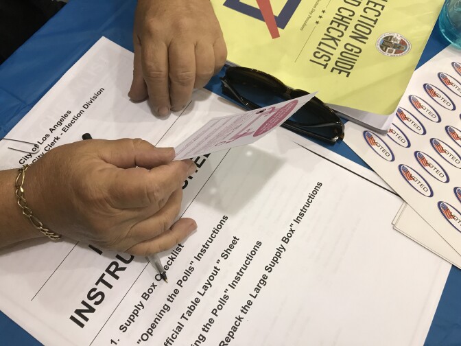 At a voting location in North Hollywood during the Los Angeles city election on May 16, 2017.