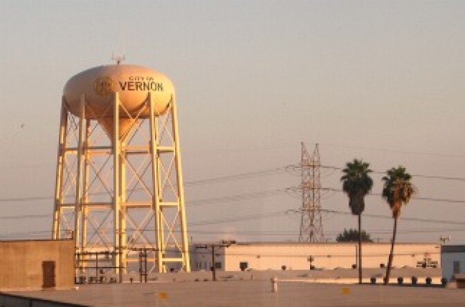 Seen From Amtrak's Pacific Surfliner: City of Vernon Water Tower & Vicinity
