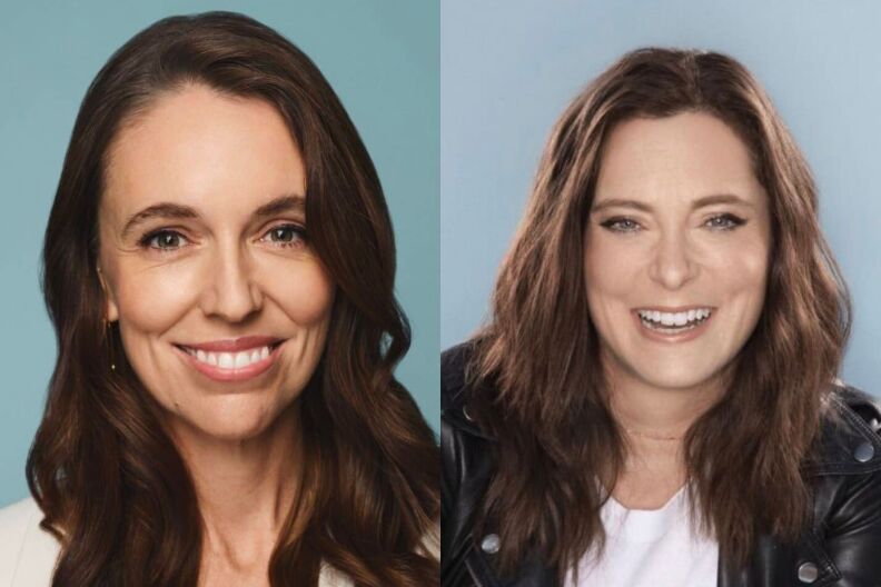 Two smiling women with long brown hair in separate portraits side-by-side.