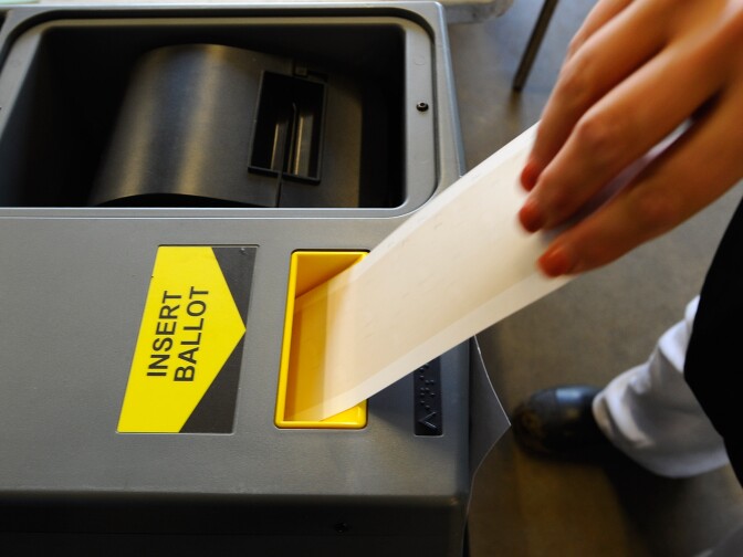 A voter places her ballot into a ballot box after voting for the midterm elections at Los Angeles County Lifeguard headquarters on November 2, 2010 in the Venice neighborhood of Los Angeles, California. Former eBay CEO and Republican candidate Meg Whitman is running against California Attorney General and Democratic candidate Jerry Brown for the Governor's seat while U.S. Sen. Barbara Boxer (D-CA) is in a tight race against Republican senatorial candidate and former head of Hewlett-Packard Carly Fiorina.