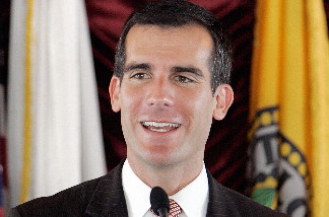 Los Angeles City Council President Eric Garcetti delivers a speech during a press conference to launch a new Muslim-Jewish Partnership Program in Los Angeles on March 8, 2007.