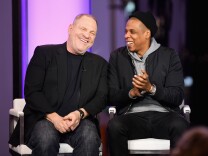 Harvey Weinstein, and Jay Z speak onstage during TIME AND PUNISHMENT: A Town Hall Discussion with Jay Z and Harvey Weinstein on Spike TV at MTV Studios on March 8, 2017 in New York City.  