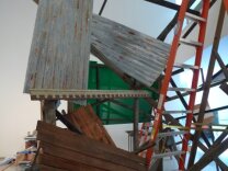 Kyungmi Shin's Babel:the Chaos of Melencholy under construction at Pitzer College