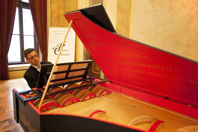 This photo taken on October 18, 2013 in Krakow shows an extremely rare Viola Organista, based on a late 15th-century design by Leonardo da Vinci, built by Polish concert pianist, Slawomir Zubrzycki. The instrument which was unveiled this month was built over the last three years. 