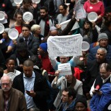 WASHINGTON, DC - JANUARY 23: Furloughed federal workers and those aligned with them protest the partial government shutdown in the Hart Senate Office Building January 23, 2019 in Washington, DC. Members of the National Federation of Federal Employees, the American Federation of Government Employees, the AFL-CIO, the Communications Workers of America, DC Jobs With Justice, International Federation of Professional & Technical Engineers and the Machinists Union sponsored an "Occupy Hart" protest on Capitol Hill against the partial government shutdown. (Photo by Win McNamee/Getty Images)