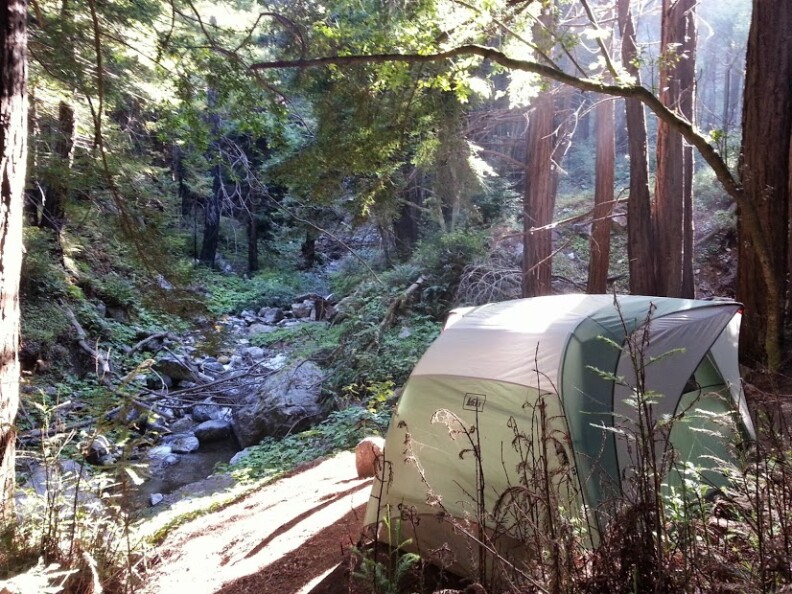 Reporter Jennifer Sharpe's tent at Lime Kiln.